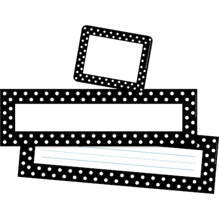 Barker Creek Black & White Dot Name tag & Name Plate Set, 81/Set 3601